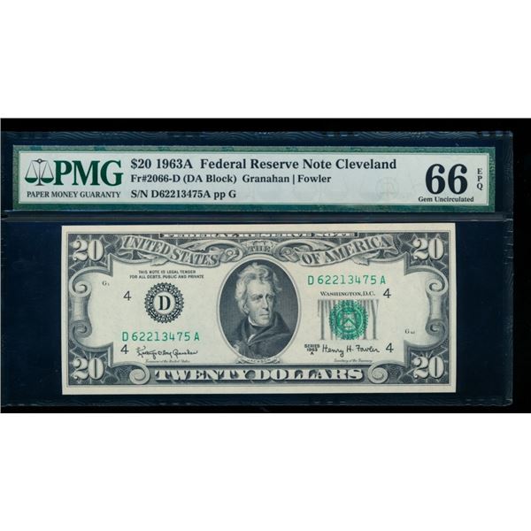 1963A $20 Cleveland FRN PMG 66EPQ