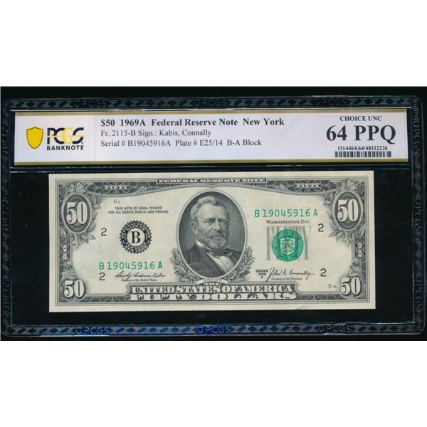1969A $50 New York FRN PCGS 64PPQ