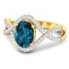 Image 2 : 14KT Yellow Gold 1.1ctw London Blue Topaz and Diamond Ring