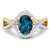 Image 3 : 14KT Yellow Gold 1.1ctw London Blue Topaz and Diamond Ring