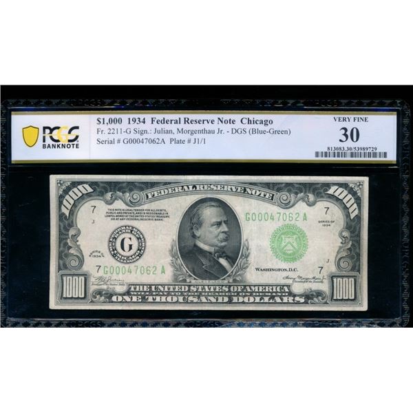 1934 $1000 Chicago FRN PCGS 30