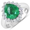 Image 1 : 14KT White Gold 2.85ct Zambian Emerald and Diamond Ring