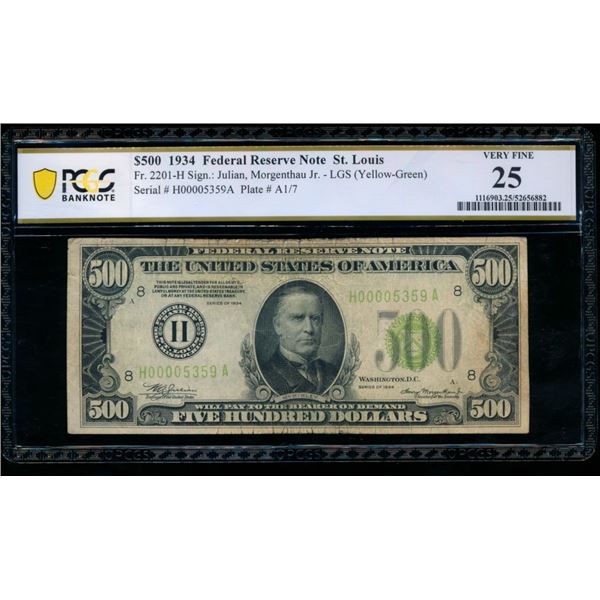 1934 $500 St Louis FRN PCGS 25