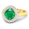 Image 2 : 14KT Yellow Gold 2.07ctw Zambian Emerald and Diamond Ring