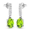Image 2 : 14KT White Gold 1.26ctw Peridot Topaz and Diamond Earrings