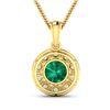 Image 2 : 14KT Yellow Gold 1.8ctw Zambian Emerald and Diamond Pendant