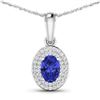14KT White Gold 0.62ctw Tanzanite and Diamond Pendant