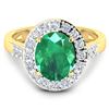 Image 3 : 14KT Yellow Gold 2.03ct Zambian Emerald and Diamond Ring