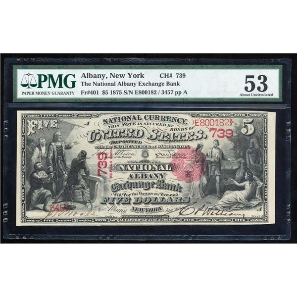 1875 $5 Albany NY National PMG 53
