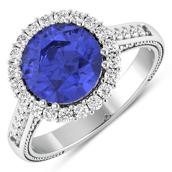 14KT White Gold 2.57ctw Tanzanite and Diamond Ring