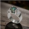 14 Kt White Gold Plated 3.25ct Paraiba Green Fire Moissanite Ring