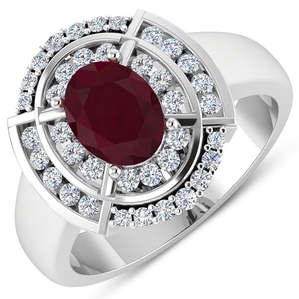 14KT White Gold 1.5ct Ruby and Diamond Ring