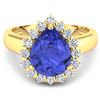 Image 2 : 14KT Yellow Gold 2.97ct Tanzanite and Diamond Ring