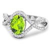 Image 2 : 14KT White Gold 1.05ctw Peridot and Diamond Ring