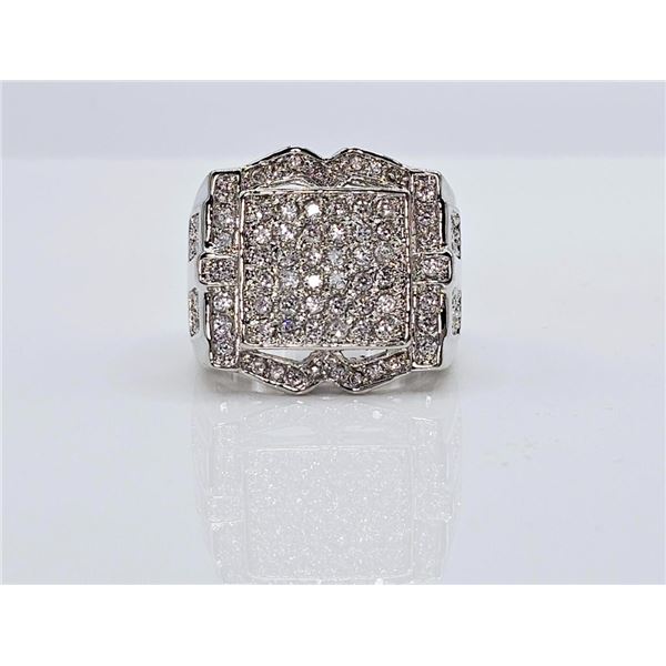 Men's 14 Kt White Gold Plate 5.75 Cttw. Lab Simulated Diamond Ring.