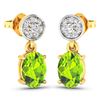 Image 2 : 14KT Yellow Gold 1.26ctw Peridot Topaz and Diamond Earrings