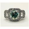 14 K White Gold Plate Dazzling 3.65 Ct Paraiba Green  Fire Moissanite Ring