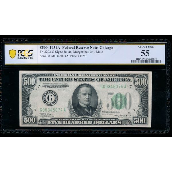 1934A $500 Chicago FRN PCGS 55