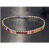 Image 6 : 14KT White Gold Plated Mixed Color Simulated Sapphire Bracelet