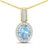 14KT Yellow Gold 1.4ctw Aquamarine and Diamond Pendant