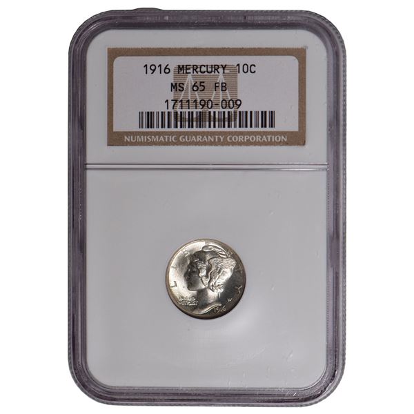 1916 Mercury Dime NGC MS65FB