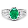 Image 3 : 14KT White Gold 1.53ctw Zambian Emerald and Diamond Ring