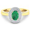 Image 1 : 14KT Yellow Gold 0.70ct Zambian Emerald and Diamond Ring