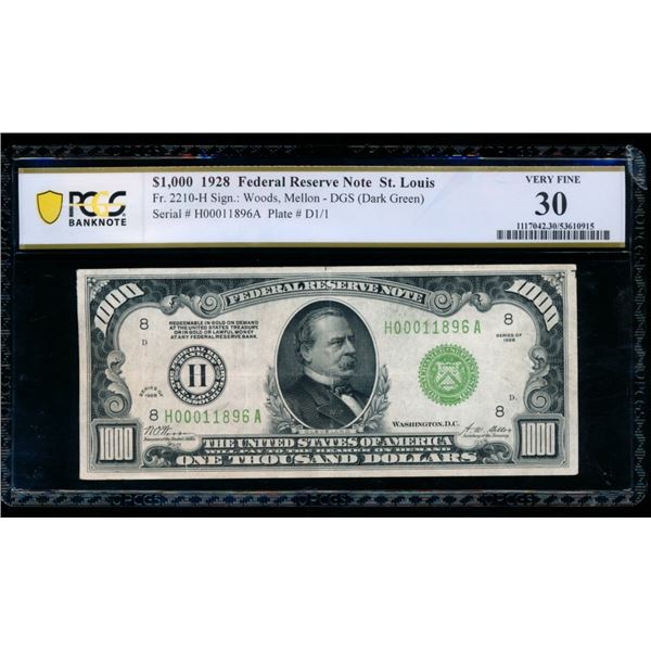 1928 $1000 St Louis FRN PCGS 30