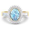 Image 3 : 14KT Yellow Gold 1.28ctw Aquamarine and Diamond Ring