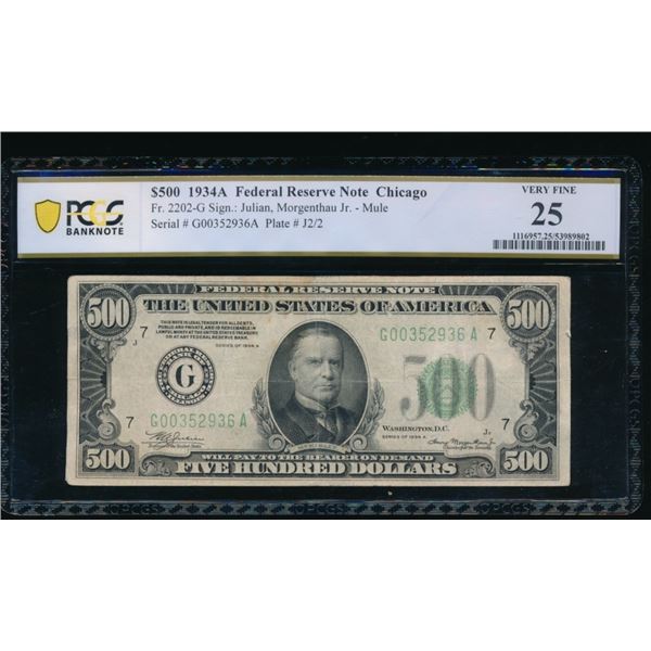 1934A $500 Chicago FRN PCGS 25