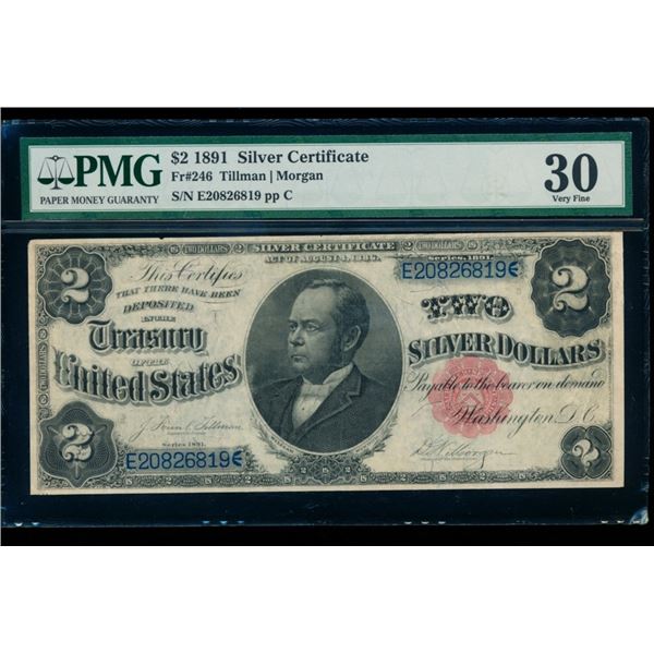 1891 $2 Silver Certificate PMG 30