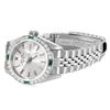 Image 4 : Rolex Ladies Stainless Steel Emerald And Diamond Bezel Date Watch