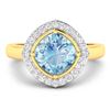 Image 3 : 14KT Yellow Gold 1.48ctw Aquamarine and Diamond Ring