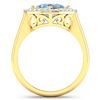 Image 4 : 14KT Yellow Gold 1.48ctw Aquamarine and Diamond Ring
