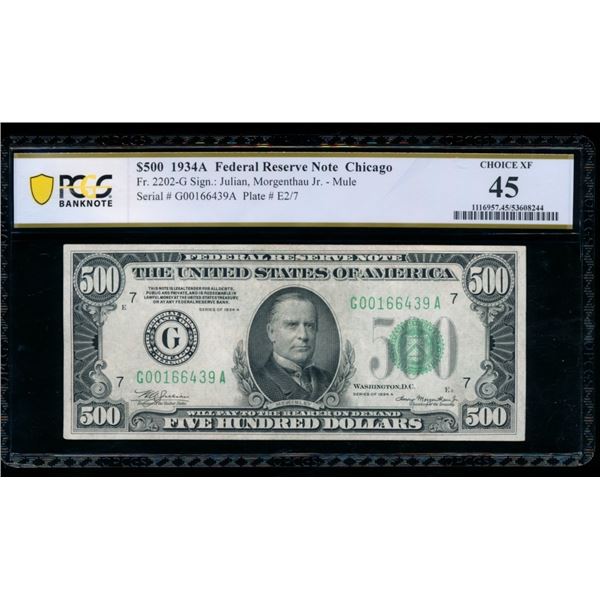 1934A $500 Chicago FRN PCGS 45