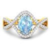 Image 3 : 14KT Yellow Gold 0.96ctw Aquamarine and Diamond Ring