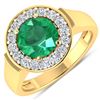 Image 1 : 14KT Yellow Gold 1.8ct Zambian Emerald and Diamond Ring