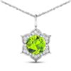 14KT White Gold 1.85ctw Peridot and Diamond Pendant