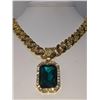 Image 8 : 14 Kt Yellow Gold Plate Simulated Emerald Pendant Necklace