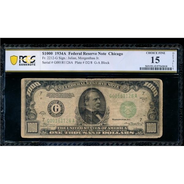 1934A $1000 Chicago FRN PCGS 15