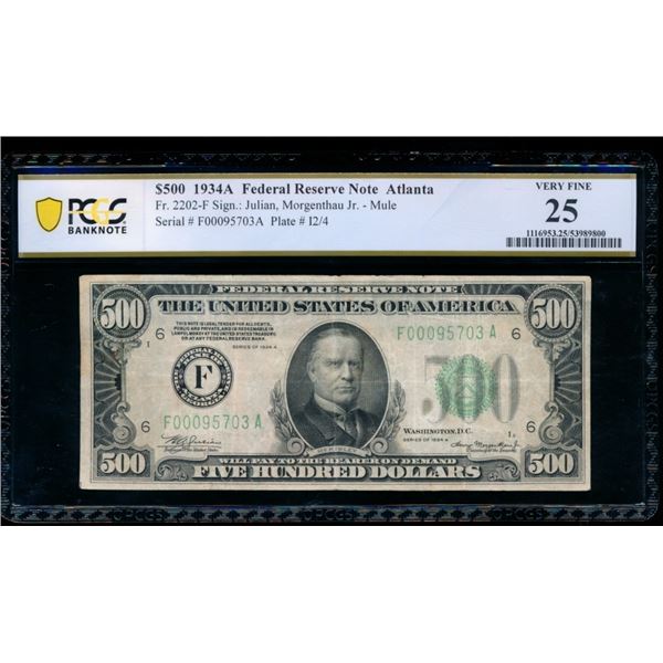 1934A $500 Atlanta FRN PCGS 25