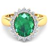 Image 2 : 14KT Yellow Gold 3.14ctw Zambian Emerald and Diamond Ring