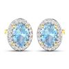Image 2 : 14KT Yellow Gold 1.02ctw Aquamarine and Diamond Earrings