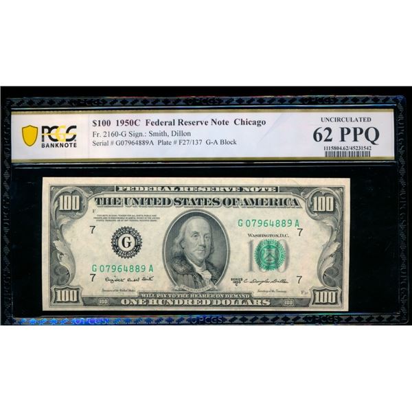 1950C $100 Chicago FRN PCGS 62PPQ