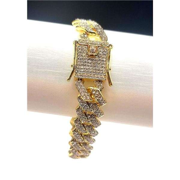 Impressive 40.1 Gram 14Kt Yellow Gold Plated Miami Link Bracelet
