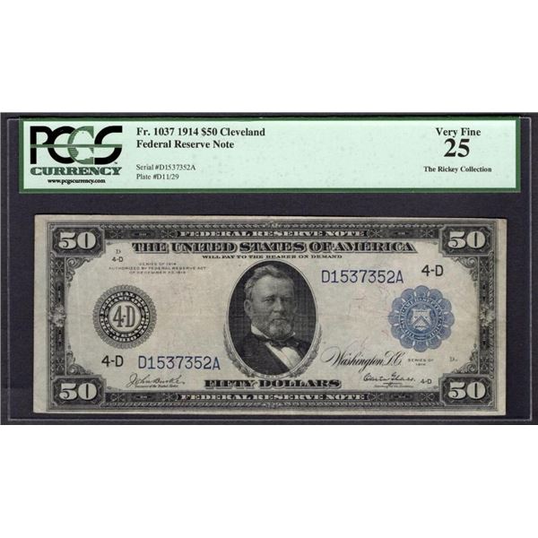 1914 $50 Cleveland FRN PCGS 25