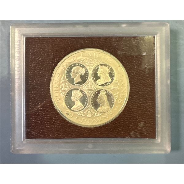 1976 Turks & Caicos 20 Crowns Silver Coin
