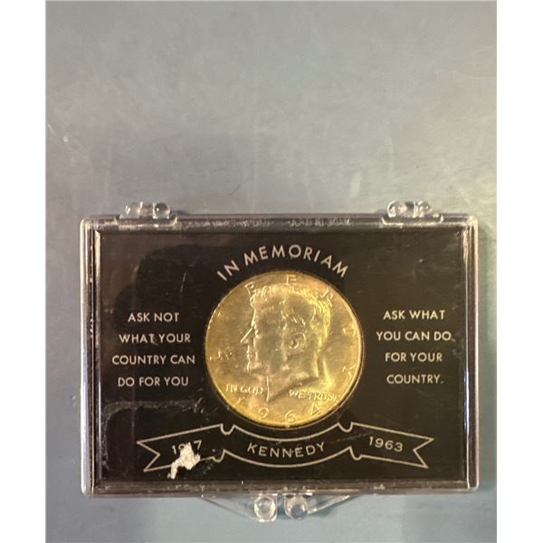 1964 Gold Plated Kennedy Half Dollar In Memoriam