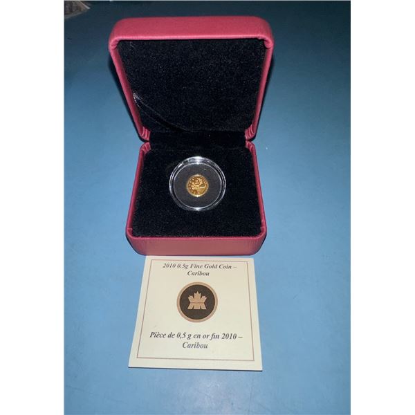 2010 Canadian 0.5g Gold Caribou Coin