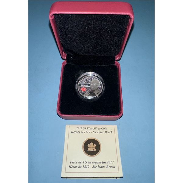 2012 Canada $4 Fine Silver Sir Isaac Brock Coin